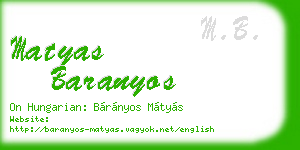 matyas baranyos business card